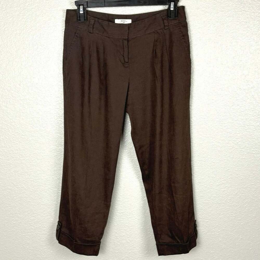 Ann Taylor Loft Petites 00P Linen Blend Cropped Slacks Dress Pants Zipper Clasps